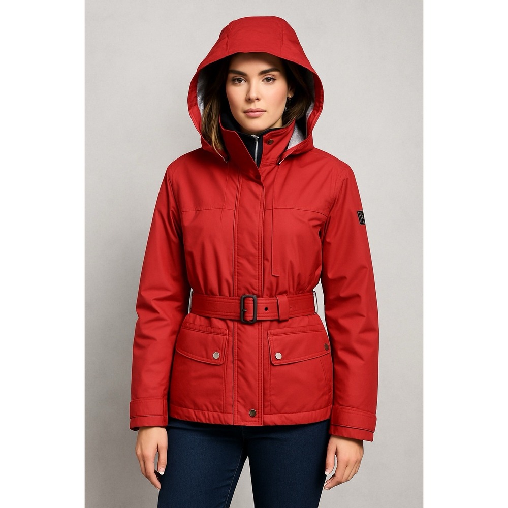 Bogner Sport Everest Red Ski Jacket Belted Hooded Waterproof Women's Medium‎